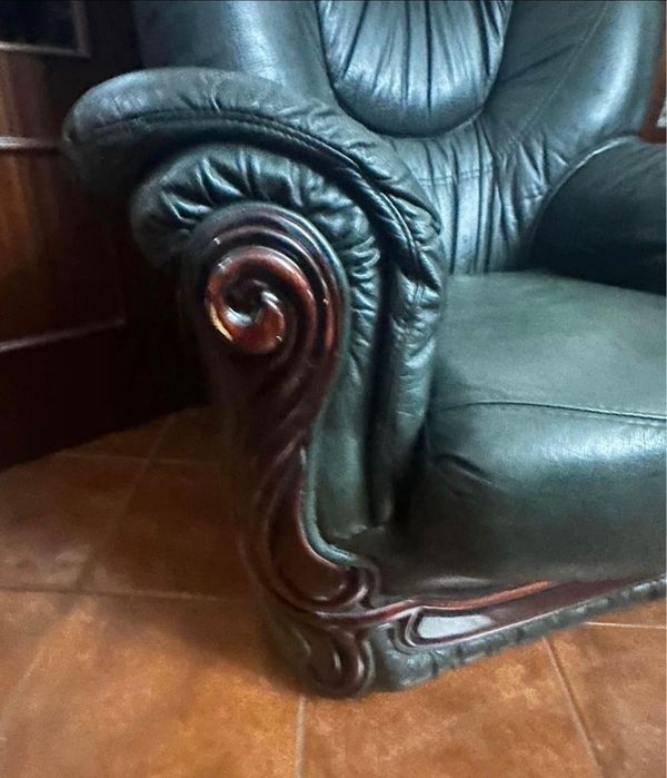 Sofás conjunto de 3 sofás Vintage em Pele