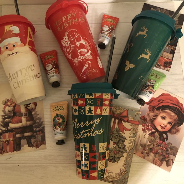 Набір новорічний подарунковий стакан + крем + листівка