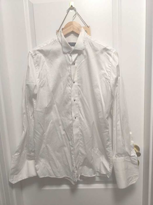 Przepiękna biała koszula do smokingu/garnituru firmy Lancerto