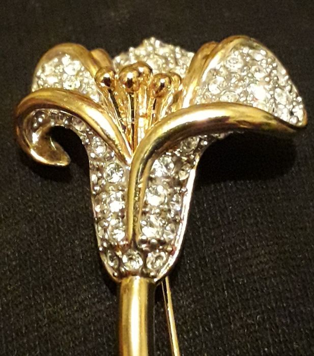 Редкая брошь цветок заколка украшение бижутерия стразы