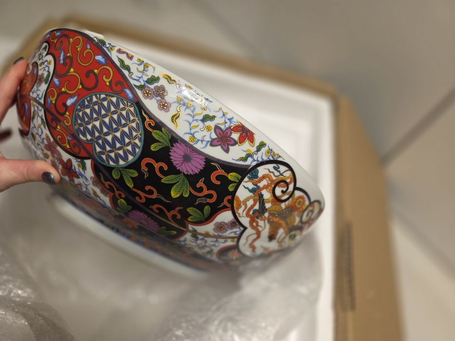 Okrągły zlew retro nablatowy, umywalka ceramiczna