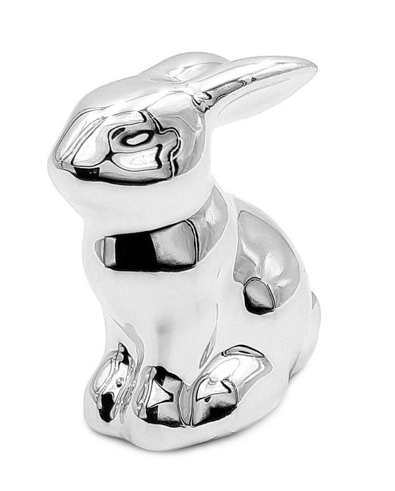 Królik wielkanocny srebrny figurka do stroika dekoracja świąteczna