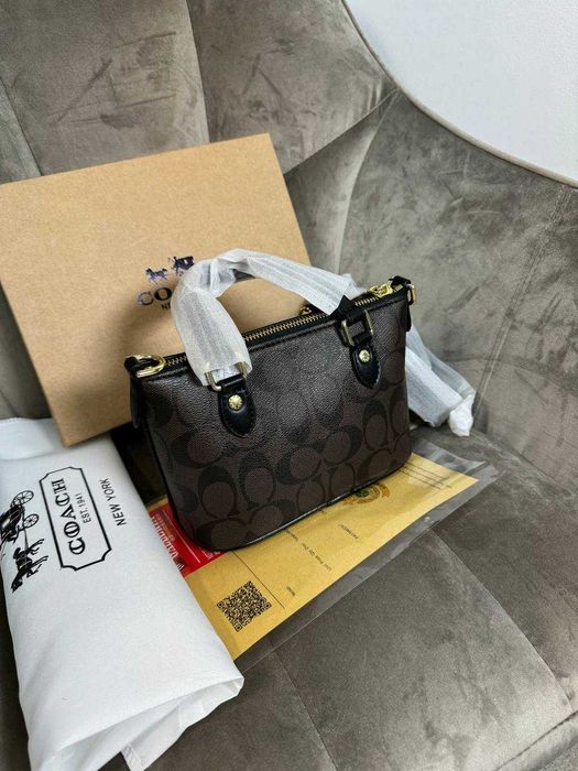 Coach Mini Tote Signature Brown/міні-сумка тоут Коуч