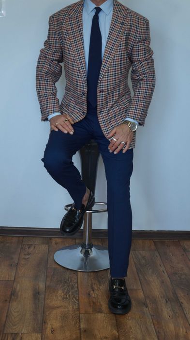 Marynarka BYTOM | Len & Bawełna | Rozmiar 176/116 | Wielobarwna Krata