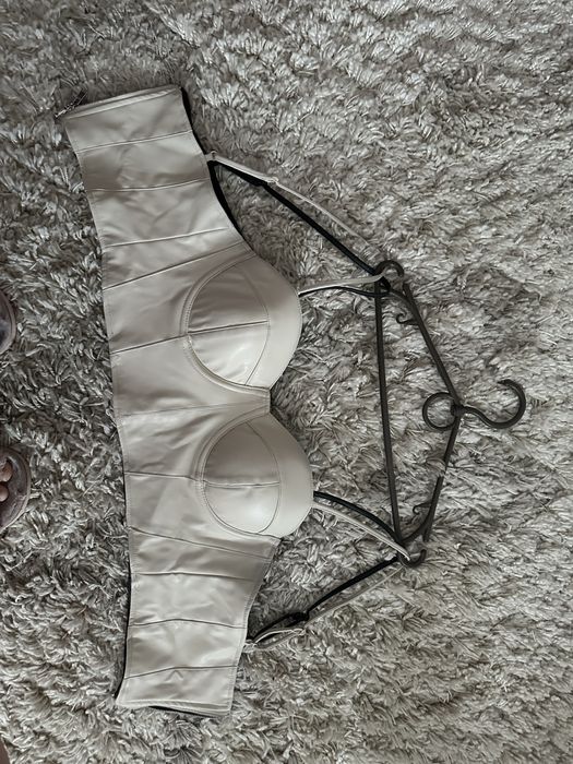 Бежевий топ корсет еко шкіра з чашками екошкіра new yorker