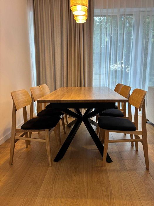 Stół dębowy Rozkładany 160-260x90 Lite Drewno Pająk Spider boho