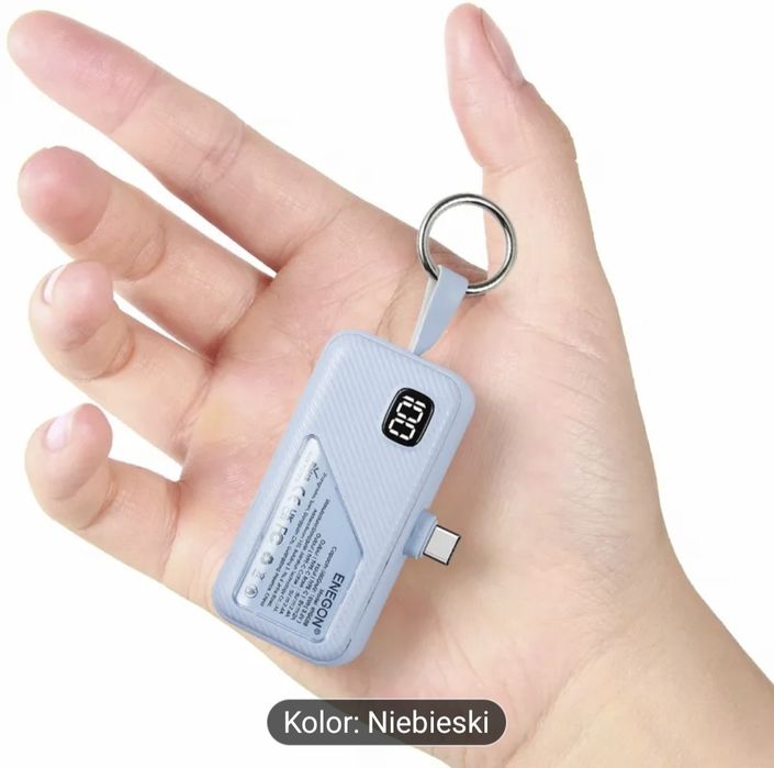 Nowy Mini Powerbank , ładowarka 5000mAh, brelok blue