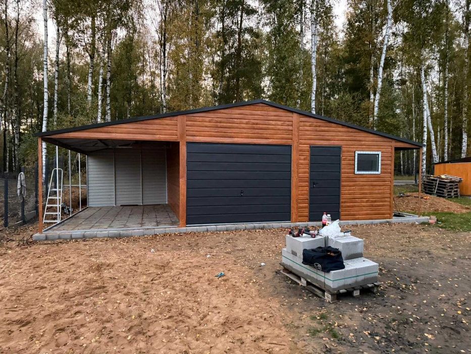 Garaż Blaszany Blaszak 10x6 dwuspadowy drewnopodobny PRODUCENT