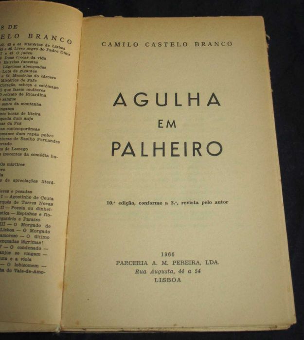 Livro Agulha em palheiro Camilo Castelo Branco