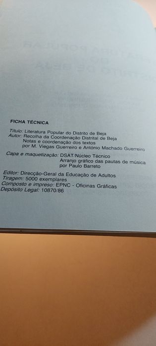 Literatura Popular do Distrito de Beja (Coordenação Distrital de Beja)