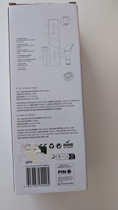 Conjunto saca rolhas elétrico