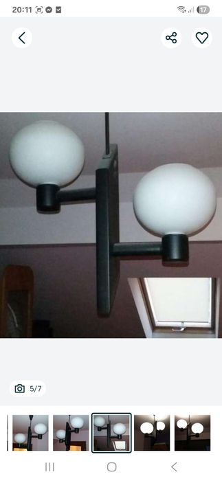 Żyrandol czarny biale klosze.