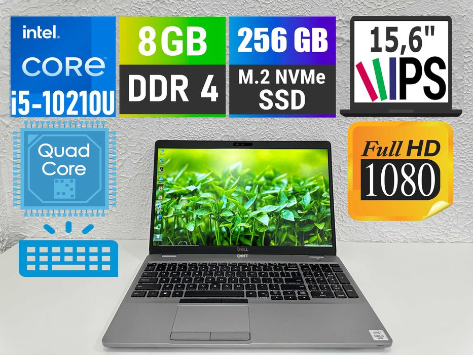 Ноутбук Dell Latitude 5510 15.6" IPS/4(8)ядра/i5-10310U/8gb/256gb SSD