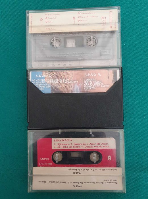 Cassetes de audio vintage: Rui Veloso, Lena D'Água, Fantasias, Meninas