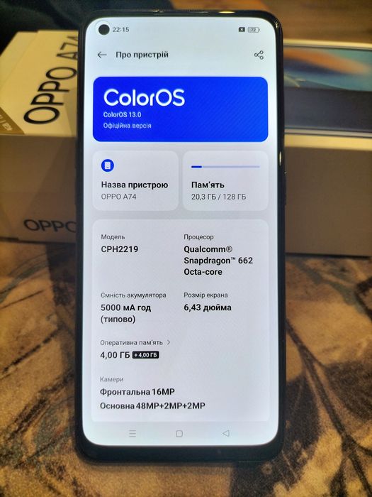 Смартфон OPPO A74  4+4/128Gb (повний комплект)