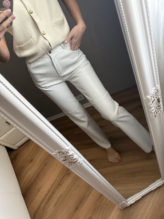 Білі шкіряни штани your own collection S