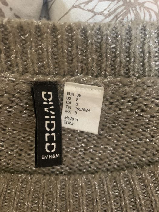 sweter sweterek krótki h&m krebrno brazowy 38 M