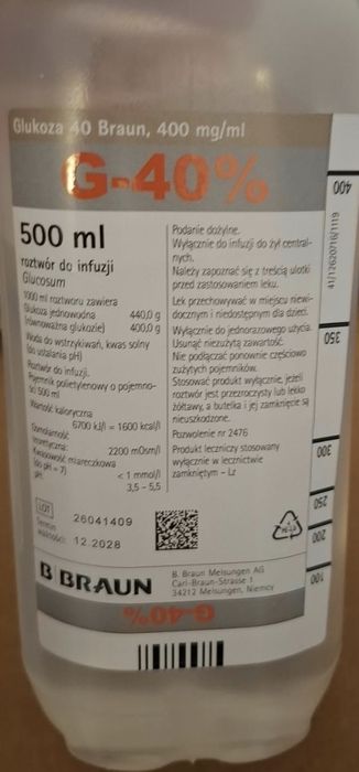 Glukoza 40% 500 ml x 20 szt cena za całość