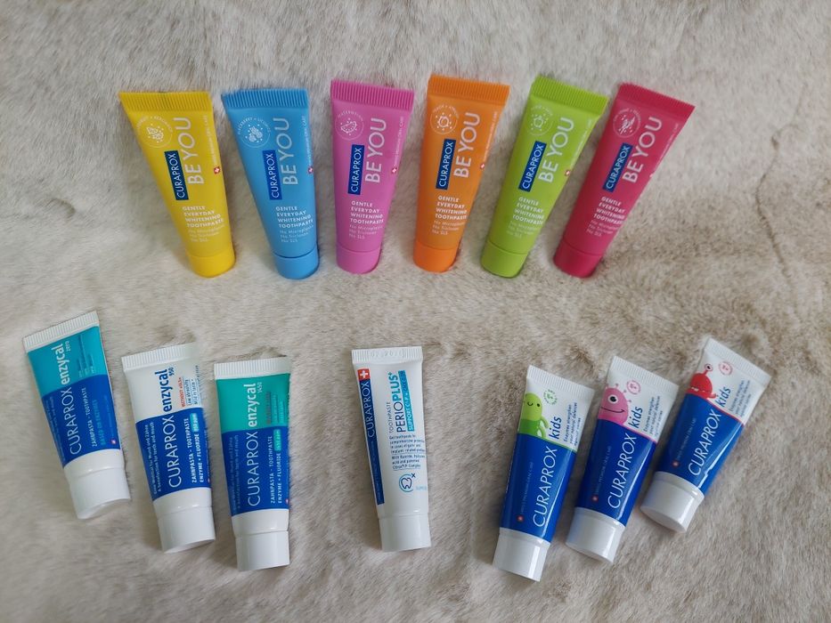 Мініатюри паст Curaprox  enzukal,perio, kids,be you