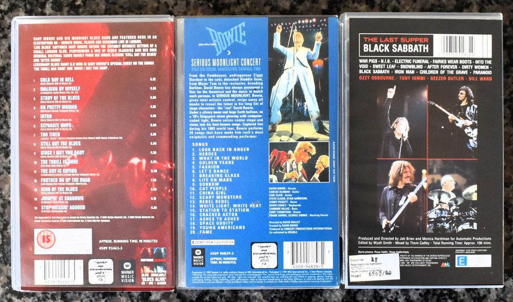 VHS - Cassetes de Música Rock de Vários Géneros