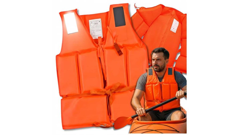 KAMIZELKA ASEKURACYJNA BEZPIECZNA kapok na kajak spływ łódkę skuter