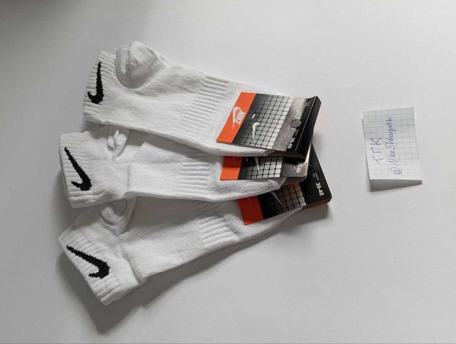 ‼️ПРЕМІУМ ЯКІСТЬ ЯК ОРИГІНАЛ‼️ | Набір 12 пар шкарпеток Найк /Nike 35-44, бавовна, білі,білі з сірою підошвою,Високі,Низькі