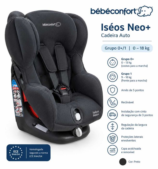 Cadeira Auto Bébé Confort Iséos Neo+ | Grupo 0+/1 | 0–18 kg | Reclinável