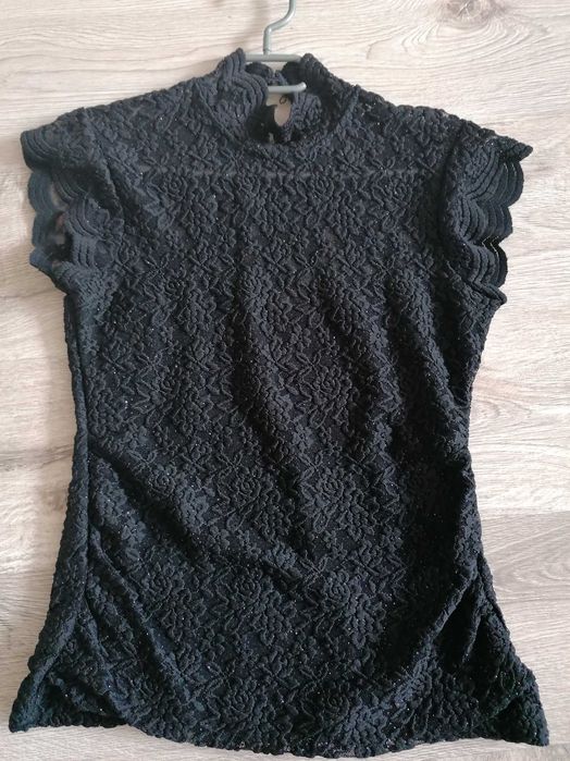 Bluzka czarna  koronkowa z brokatem Orsay r.M
