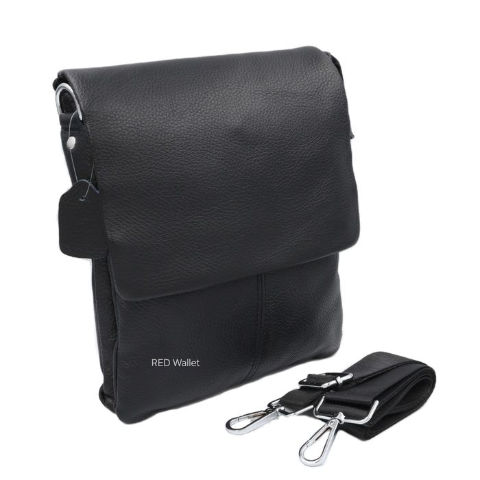 Сумка чоловіча натуральна шкіра leather 2055Black Сумка мужская кожана