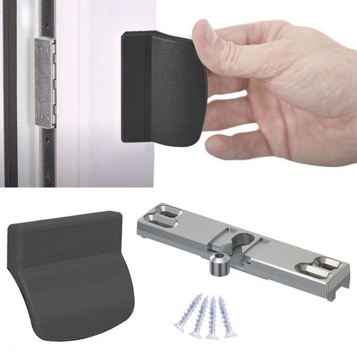 Zatrzask balkonowy uchwyt klamka do drzwi pochwyt palacza Grafit