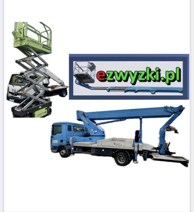 Podnośnik koszowy podest nożycowy zwyżka do 35m z operatorem lub bez