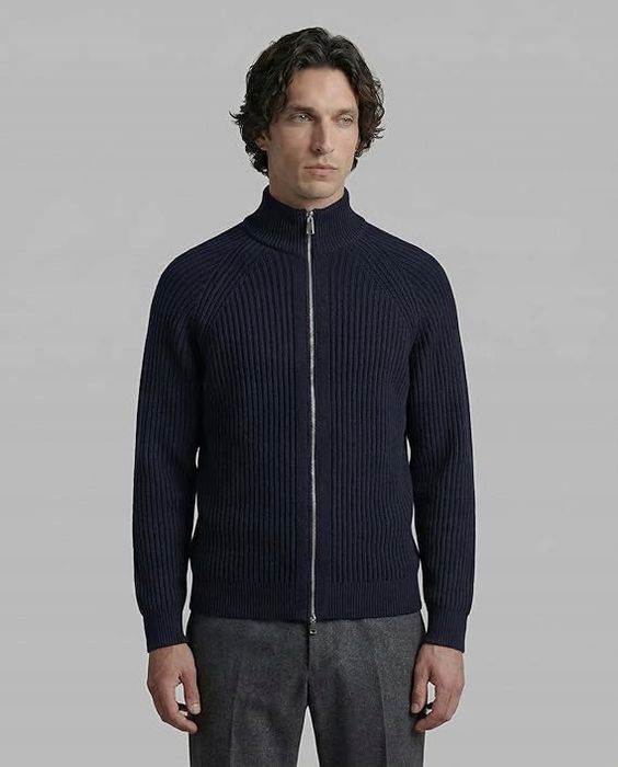 Diana studio granatowy sweter męski zamek golf prążkowany l 2fa