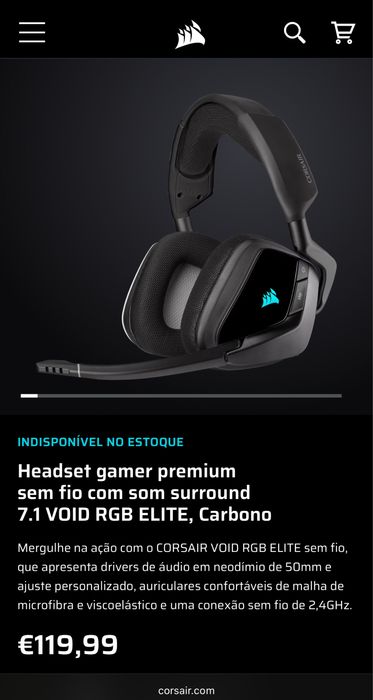 Fones CORSAIR wireless  como NOVO
