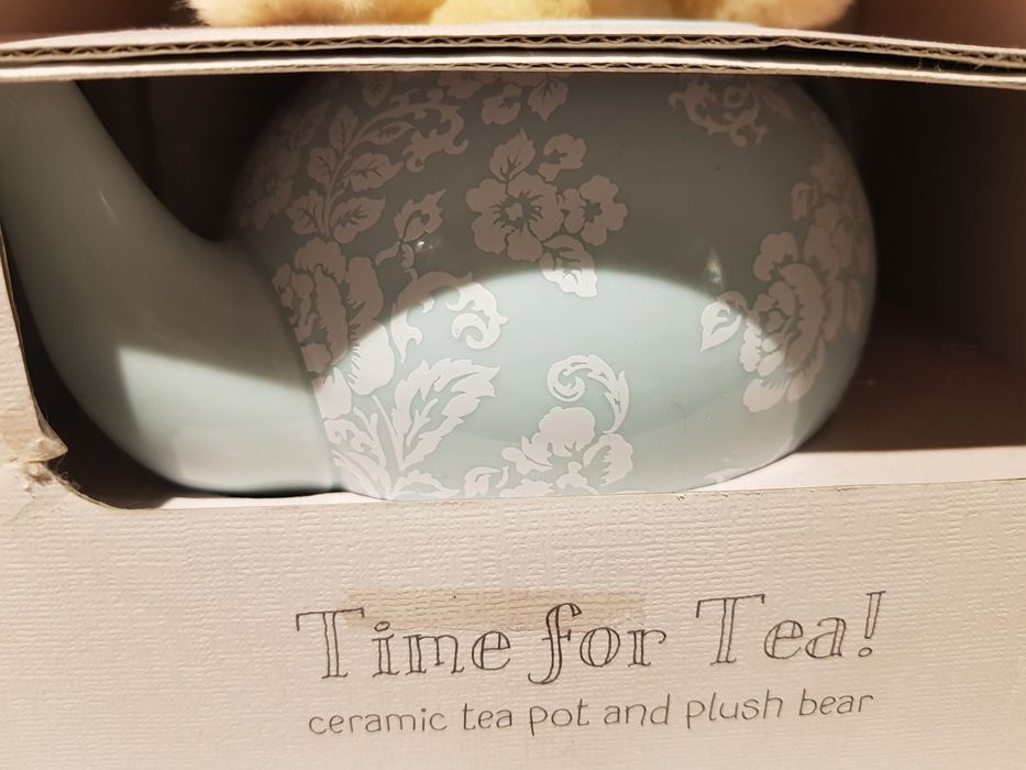 Керамический чайник заварник с плюшевым медведем подарок для друга