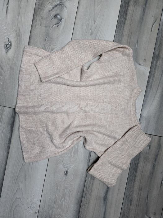 Sweter damski rozmiar M luźny pudrowy róż beżowy