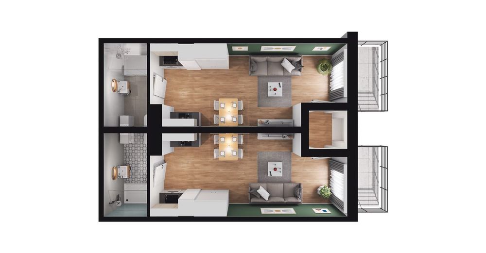 2-pokojowy apartament inwestycyjny 53 m² + 2 tarasy - Widok 2