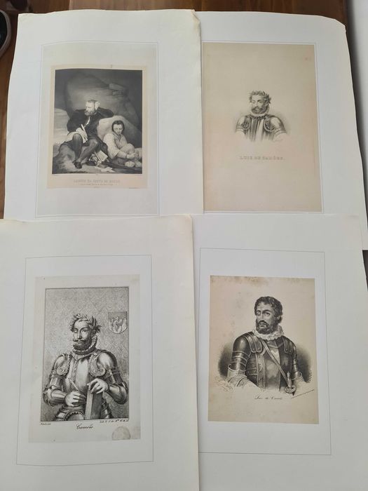 Conjunto de Gravuras Imagens Serigrafias Luís de Camões Art Vintage Pictures Wall Frames