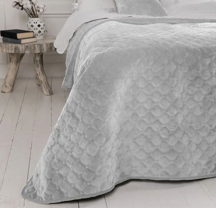 Покривало ТЕП Velour ромб круглий 210х150 см світло-сіре