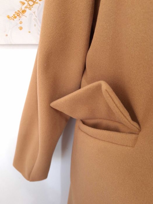 Płaszcz Damski Klasyczny Długi Brązowo Beżowy Camelowy Lily Rose