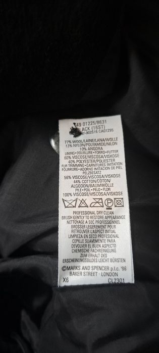 Marks &Spencer Czarny płaszcz wiązany Roz 44