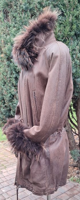Kurtka skórzana z futerkiem z jenota