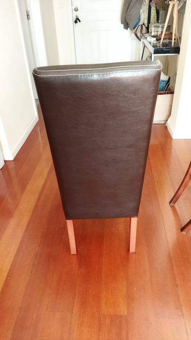 Cadeira mesa jantar escritório quarto pele sintética castanho