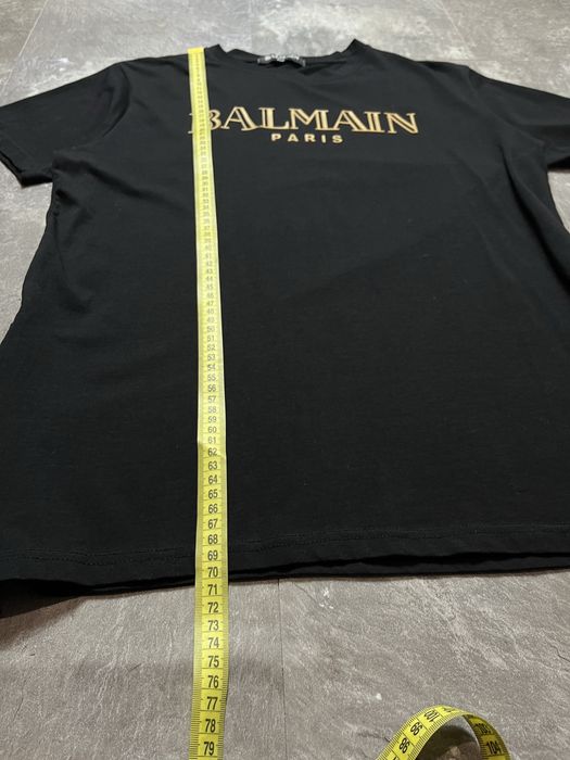 Футболка balmain балмеін чоловіча оригінал ideal чорна золотий лого м