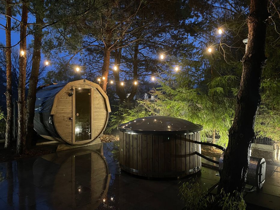 Leśne Spa pod Warszawą, domki, sauna, jacuzzi, grill, 20min od Wwy