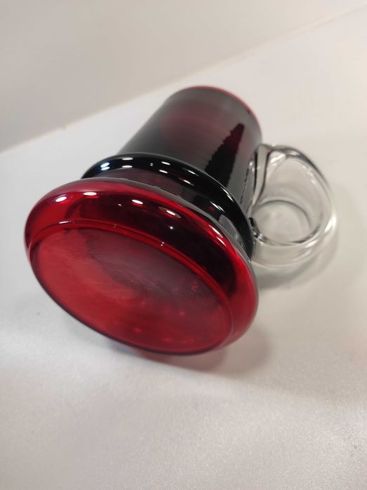 Wazon kufel szklany rubinowy HS Tarnowiec  wys 15cm / szkło PRL