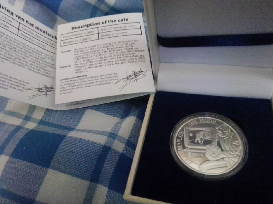 Moedas prata Itália e França belgica Espanha EUA 50 anos da lua.