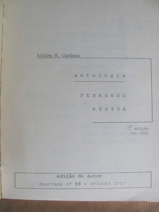 Antologia - Fernando Pessoa de Altino M. Cardoso