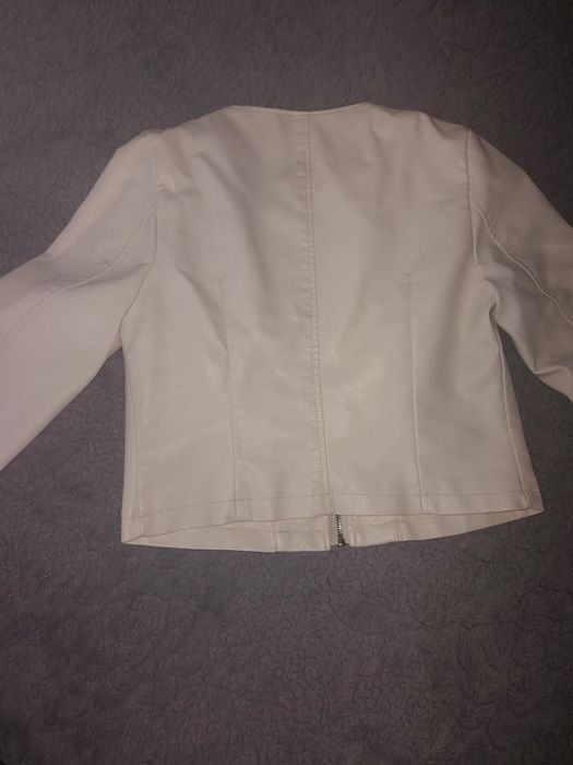 Kurtka ram9neska dziewczęca damska S ecru skóra ekologiczna