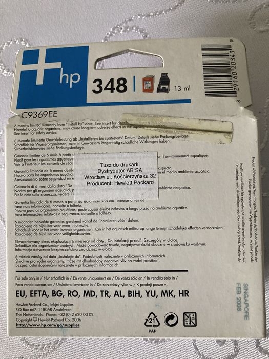 Tusz Cartridge HP 348 Photo do Drukarek Vivera HP Inks C9369EE 1szt