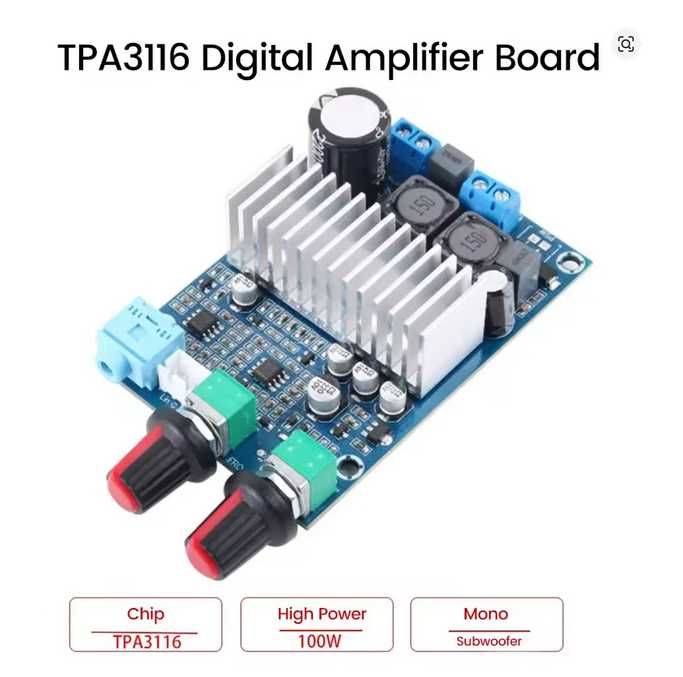 DC12-DC24V 100 Вт TPA3116D2  Моно цифровий аудіо підсилювач  сабвуфер